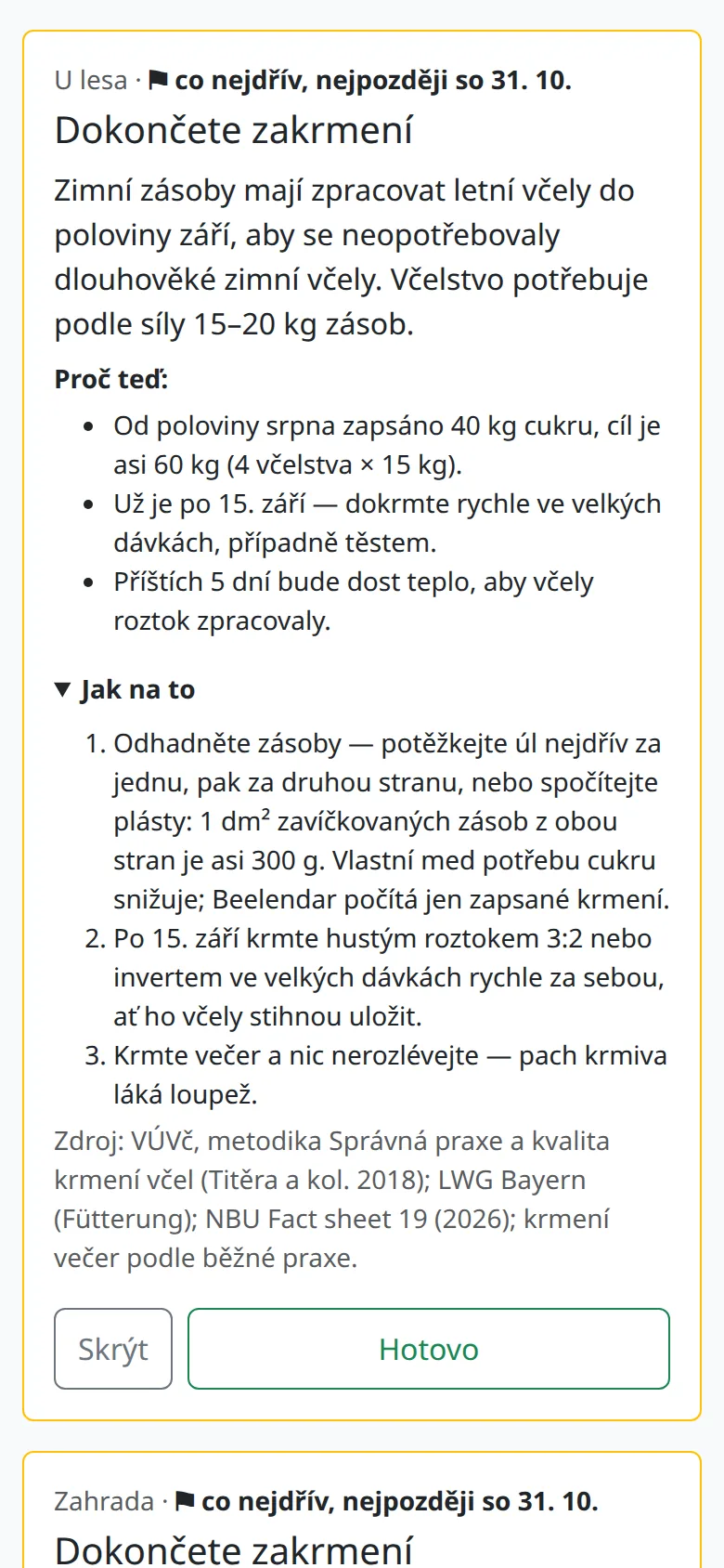 Rada s důvodem a krátkým postupem