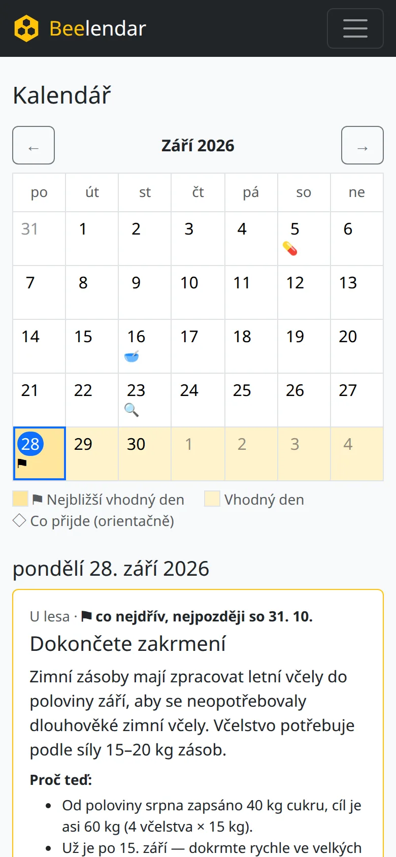 Kalendář: co jste dělali a které dny se hodí
